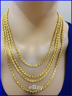 22K Saudi Gold Mens Damascus Chain Necklace With 22 Long | United Arab