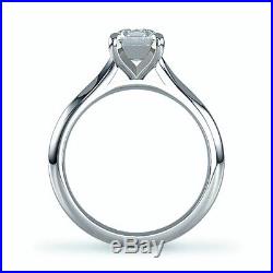 0.50 Ct Emerald Cut Diamond Solitaire Engagement Ring, 18k White Gold