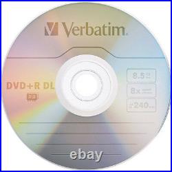100 VERBATIM DVD+R DL AZO 8.5GB 8X Logo Spindle 97000 + 100 CD Paper Sleeves