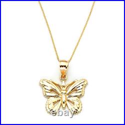 10K Real Yellow Gold Mens Womens 1.70 Gram Butterfly Pendant Charm
