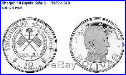 1389/1970 Sharjah 10 Riyals Simon Bolivar Silver NGC PF65 Muhammad al-Qasimi