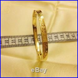 14k Solid Yellow Gold Bangle Bracelet Etched Design 8.7 grams No Reserve