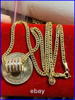 18K 750 Fine Gold 16 Long Womens Barrel Necklace 3.2mm 5.7g Choker Triclors