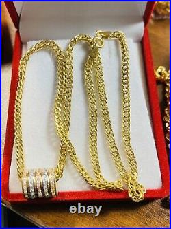 18K 750 Fine Gold 16 Long Womens Barrel Necklace 3.2mm 5.7g Choker Triclors