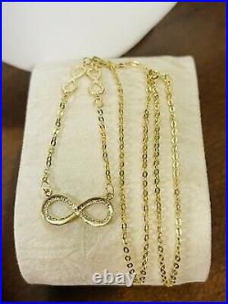18K 750 Fine Gold 18 Long Kids or Womens Infinity Necklace 2.31g 1.6mm