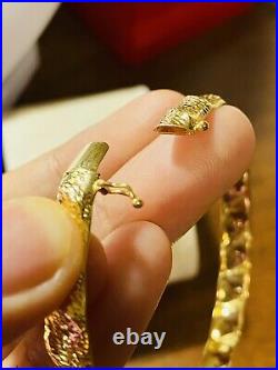 18K 750 Fine Real Saudi Gold 6.5-7.5 Long Womens Charm Bangle With 4.7g 6.5mm