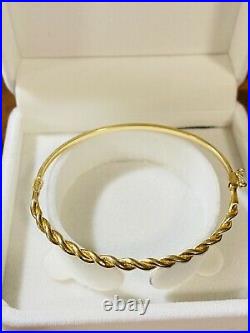 18K 750 Fine Real Saudi Gold 6.5-7 Long Womens Bangle With 6.6g 3.2mm Small/Med