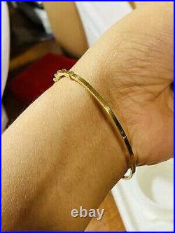 18K 750 Fine Real Saudi Gold 6.5-7 Long Womens Bangle With 6.6g 3.2mm Small/Med