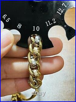 18K 750 Fine Real Saudi Gold 7.5-8 Mens Womens Cuban Bracelet With 10.82g 10mm