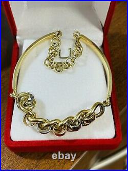 18K 750 Fine Real Saudi Gold 7.5-8 Mens Womens Cuban Bracelet With 10.82g 10mm