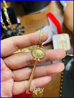 18K 750 Fine Real Saudi Gold 7.5 Long Womens Cameo Bracelet 4.9g 3.2mm Fits S/M