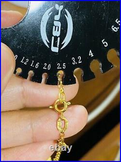 18K 750 Fine Real Saudi Gold 7.5 Long Womens Heart Bracelet With 5.13g 2.5mm