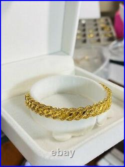 18K 750 Fine Real Saudi Gold 7 Long Womens Rope Bracelet With 8mm 7.73 grams