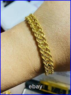 18K 750 Fine Real Saudi Gold 7 Long Womens Rope Bracelet With 8mm 7.73 grams