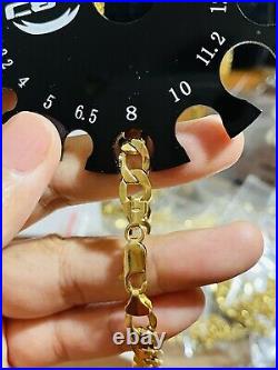 18K 750 Fine Real Saudi Gold 8.5 Long Mens Womens Cuban Bracelet With 8mm 10.7g