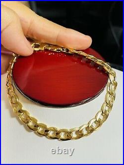 18K 750 Fine Real Saudi Gold 8.5 Long Mens Womens Cuban Bracelet With 8mm 10.7g