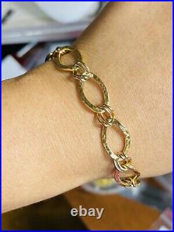18K 750 Fine Real Saudi Gold 8 Long Womens Charm Bracelet With 10mm 3.81 grams