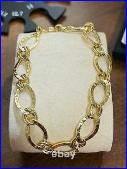 18K 750 Fine Real Saudi Gold 8 Long Womens Charm Bracelet With 11mm 4.31grams
