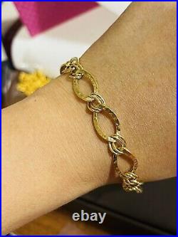 18K 750 Fine Real Saudi Gold 8 Long Womens Charm Bracelet With 11mm 4.31grams