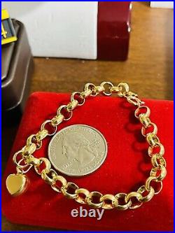 18K 750 Fine Real Saudi Real UAE Gold 7 Long Womans Heart Bracelet 6mm 5.62g