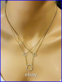 18K 750 Fine Saudi Gold 18/20 Long Womens Round Stone Necklace With 2.97g 1.6mm