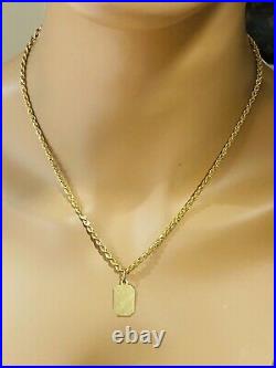 18K 750 Fine Saudi Gold 18 Long Womens Bar Necklace With 4.6g 2.5mm Fast-ship