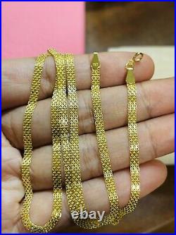 18K 750 Fine Saudi Gold 18 Long Womens Flat Necklace With 4.11g 3.2mm Wide
