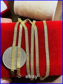 18K 750 Fine Saudi Gold 18 Long Womens Flat Necklace With 4.11g 3.2mm Wide