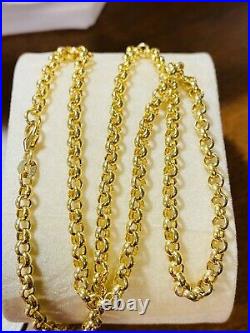 18K 750 Fine Saudi Gold 18 Long Womens Rolo Chain Necklace With 8.0g 3.5mm