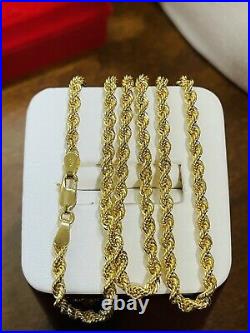 18K 750 Fine Saudi Gold 20 Long Womens Chain Rope Necklace With 7.1g 3.2mm