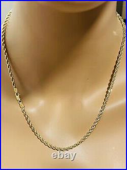 18K 750 Fine Saudi Gold 20 Long Womens Chain Rope Necklace With 7.1g 3.2mm