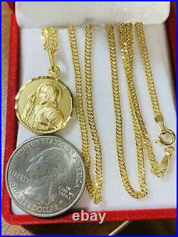 18K 750 Fine Saudi Gold 20 Long Womens Mother & Child Necklace With 5.12g 2.5mm