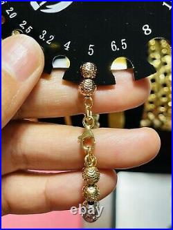 18K 750 Fine Saudi Gold 7.5 Long Womens Bead Ball Bracelet With 7.23g 5mm Wide