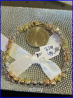 18K 750 Fine Saudi Gold 7.5 Long Womens Bead Ball Bracelet With 7.23g 5mm Wide