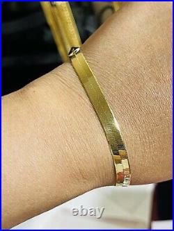 18K 750 Fine Saudi Gold 7.5 Long Womens Herringbone Bracelet With 6g 6mm