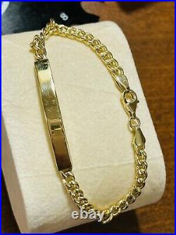 18K 750 Fine Saudi Gold 7 Long Womens Bar Bracelet With 6.8g 5mm Wide Fast-ship