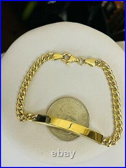 18K 750 Fine Saudi Gold 7 Long Womens Bar Bracelet With 6.8g 5mm Wide Fast-ship
