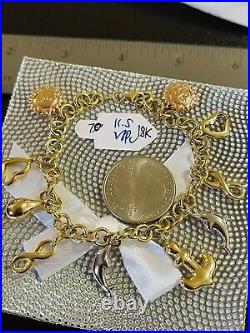 18K 750 Fine Saudi Gold 7 Long Womens Heart Charm Bracelet With 11.52g 5mm Wide