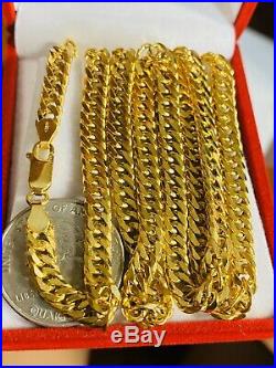18K 750 Fine Saudi Gold Chain Mens Necklace With 24 Long 6mm Wide USA Seller