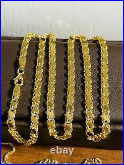 18K 750 Fine Saudi Yellow Gold 20Long Womens Damascus Chain Necklace 8.65g 4mm