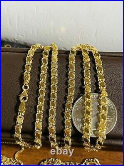 18K 750 Fine Saudi Yellow Gold 20Long Womens Damascus Chain Necklace 8.65g 4mm