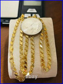 18K 750 Fine Saudi Yellow Gold 22 Long Mens Womens Damascus Necklace 9.24g 4mm