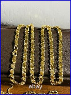 18K 750 Fine Saudi Yellow Gold 22 Long Mens Womens Damascus Necklace 9.24g 4mm