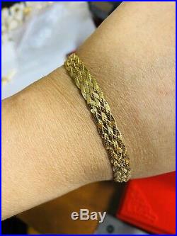 18K 750 Fine Yellow Saudi Gold Unisex Braided Bracelet 7.5 Long USA Seller 8mm