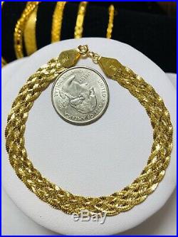 18K 750 Fine Yellow Saudi Gold Unisex Braided Bracelet 7.5 Long USA Seller 8mm