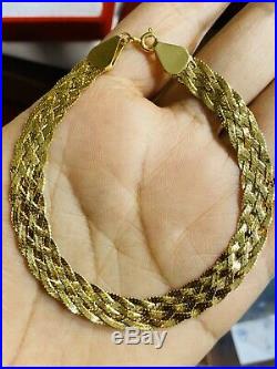 18K 750 Gold Fine Yellow Gold Womens Bracelet 7.5 Long 8mm USA Seller