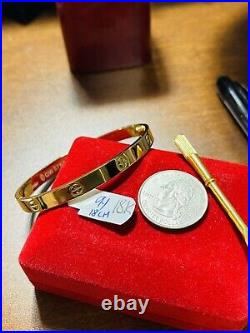 18K /750 Real Fine Gold Handmade Womens Bangle 18cm 7-7.5 Fits Med-LG 9.1g 6mm