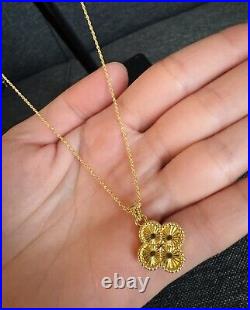 18K 750 Real Yellow Gold Set Necklace And Pendant