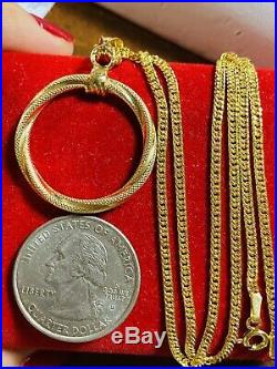 18K 750 Saudi Gold 18 Long Womens Hoops Necklace 2mm USA Seller