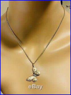 18K 750 Saudi Gold Womens Butterfly Necklace With 18Long 2.5mm US Seller